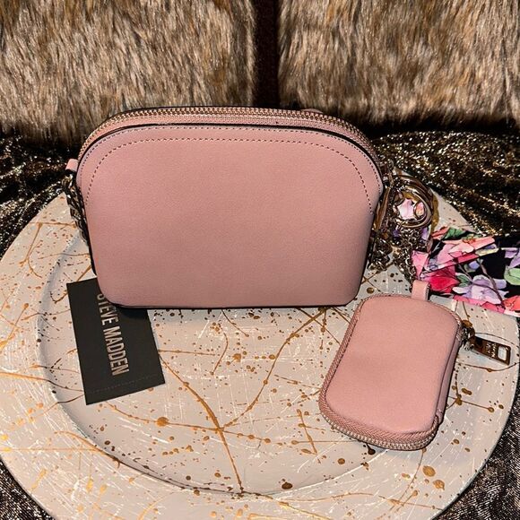Steve Madden Mauve Faux Leather Mini Crossbody Purse w/ an accessory pouch - Picture 2 of 12